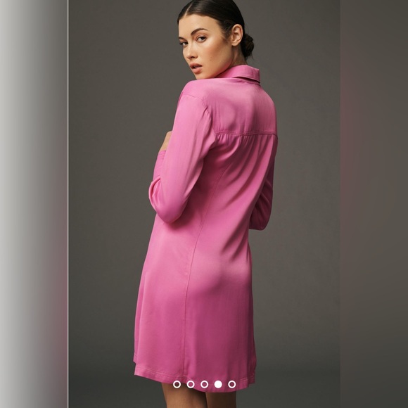 Anthropologie NWT - Pilcro Long-Sleeve Silky Mini Dress - pink rose, Size 10, - Picture 2 of 10